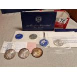 Three USA 925 1996-2004 Silver One Dollar Coins and Two Uncirculated 1972 and 1974 40% Silver Eisenh