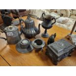 7 Piece Set of Various Antique Pewter Pieces