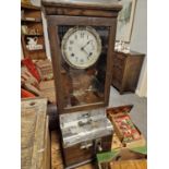 Vintage 1930s Oak-Cased Time Recording Clock Machine