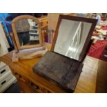 Victorian Travel Mirror + an Antique Pine Bedside Table Mirror