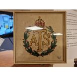 Framed Embroidered Auxilliary Territorial Service ATS Badge