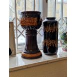 Pair of West Germany Vintage Brown Studio Pottery Floor Vases