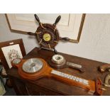 Trio of Vintage Wall Hung and Nautical Barometers