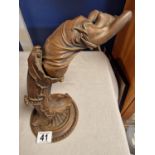 Edwardian Bronze Female Figural Gas Lamp Sconce - 30cm