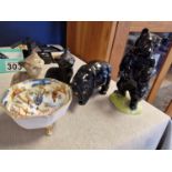 Collection of Beswick Black Bears, plus Doulton & Beswick Cats & a Chinese Bowl