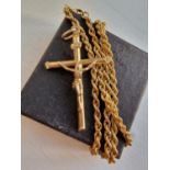 9ct Gold Crucifix Pendant + 9ct Gold Necklace Chain - 5.5g total