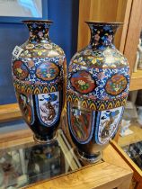 Pair of Large Oriental Cloisonne Vases, possibly Chinese - 37cm high