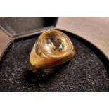 9ct Gold Citrine Stone Signet Ring - 3.45g