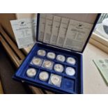 Cased Collection of 11 Silver Proof Australian Kookaburra and Kangaroo Coins - approx 300g