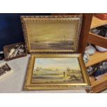 Pair of Coastal Scene Watercolours on Board signed by a JL Chapman