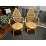 Pair of Indonesian Style Cane Conservatory Chairs