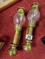 Pair of White Star Line Liverpool Brass Wall Lamps - Titanic Interest
