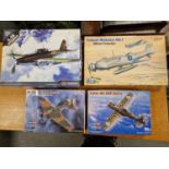 Collection of Four Airplane/Aviation/Bi-Plane Model Kits inc Hobby Boss, Valom and Academy