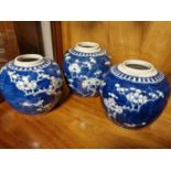 Trio of Early 20th Century Antique Chinese Ginger Jars