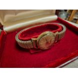 Ladies Cased 9ct Gold Longines Designer Wrisst Watch w/flexi plated strap