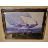 Framed Franco Pace Velsheda Sailing Art Photography