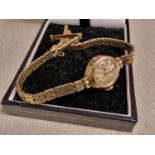 9ct Gold Ladies Rotary Cocktail Watch and 9ct Strap - 14.5g