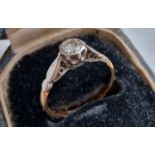 18ct Gold, Platinum and Diamond Ring, size i+0.5