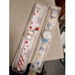 Pair of Swatch Designer Watches - St Germain 1989 New Star & 2003 Winter Watch Flaky Snow