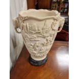 Japanese Carved Resin/Faux Ivory Elephant Vase