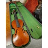 Cased Nicola Genari Antique Violin Musical Instrument (A/F)