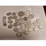 Collection of Pre-1947 British Silver Coins, inc 1821 + 1892 Crowns, Shillings, Half Crowns, Sixpenc