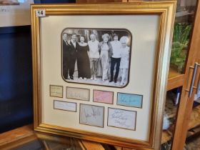 Framed 'Carry On' Mid-Sixties Cast Photo with Autographs from Charles Hawtrey, Kenneth Williams, Hat
