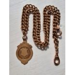 9ct Gold Pocketwatch 375 marked Fob Chain Necklace - total weight 44.9g