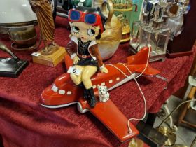 Aviator Betty Boop and Pudgy Hanging Aeroplane Model - L approx 46cm, W approx 50cm, H approx 30cm