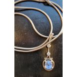 9ct White Gold, Diamond and Aquamarine Necklace Chain - 6.4g