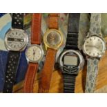 Collection of Five Retro Watches inc Casio Digital