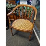 Turn of the Century Cane-Seat Arts & Crafts Library Chair