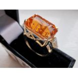 9ct Gold and Padparadscha Orange Quartz Dress Ring, size K, 3.9g