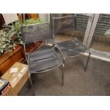 Pair of Retro Designer Chrome Framed Spaghetti Chairs