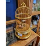 Vintage Swiss Reuge Music Box Bird Cage with Key - H28cm