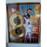 Graceland Retail (USA) Bought Framed Elvis Presley Commemorative 24ct Gold-Plated Twin Single Vinyl