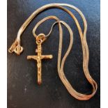 9ct Gold Crucifix Pendant & 9ct Chain Necklace