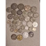 Collection of pre-1947 British Silver Coins inc 1758 Coin + a Young Victoria Half Crown - 161g