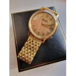 18ct Gold Bulova Accutron Vintage Swiss Wrist Watch w/Gold Strap - Carat TBC - total weight 93g