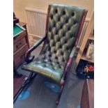 Green Leather Chesterfield Rocking Chair - possiby PU