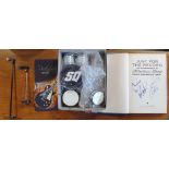 Status Quo signed Book by Parfitt and Rossi + the Miniature Band/Drum Kit/Mic