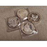Group of Four USA/American Silver Fine Silver 999 Coins - weight 125g