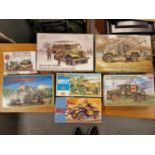Collection of Seven Army Military Vehicles Model Kits inc Airfix, Hasegawa, IBG, RPM and Academy