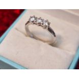 18ct White Gold 3-Diamond Ring, size M+0.5 and 3.75g