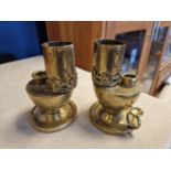 Pair of Trench Art Oil Lamps - one at fault, 11.5cm tall