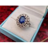18ct White Gold, Diamond and Sapphire Ring, size L+0.5 and 6g