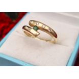 14ct Gold, Diamond and Emerald Ring, size S+0.5 and 3.2g