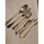 Collection of Six Hallmarked Silver Pieces inc Sugar Tongs, Spoons & Knives