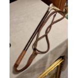 Whip/Riding Crop with White Metal Collar - possibly military, 'P.H.V.H. 8.4.1951' to collar