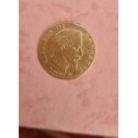 22ct Gold Five-Franc Coin, 1.59g (A/F)